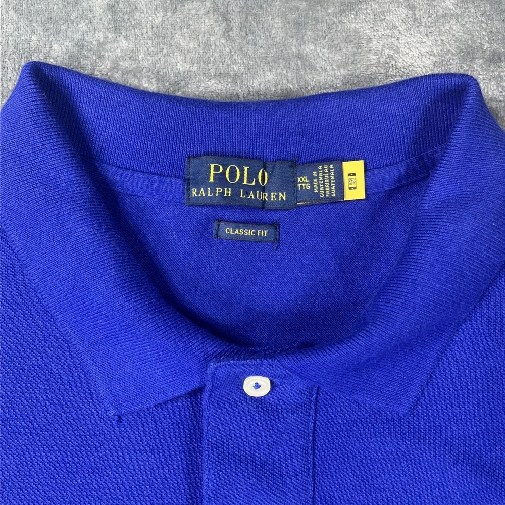 Vintage Ralph Lauren Polo Shirt Mens 2XL Blue Pony Short Sleeve Y2K Knit Classic